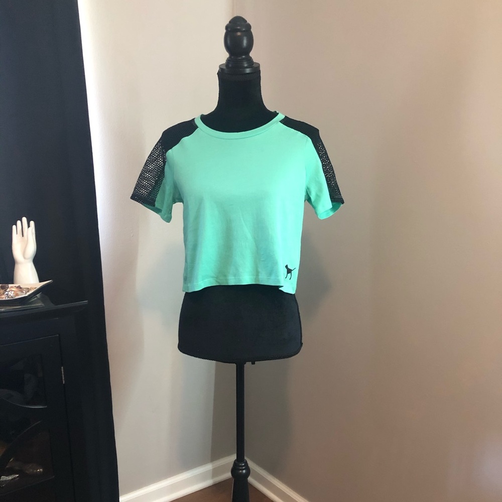 VS Pink crop top with mesh details